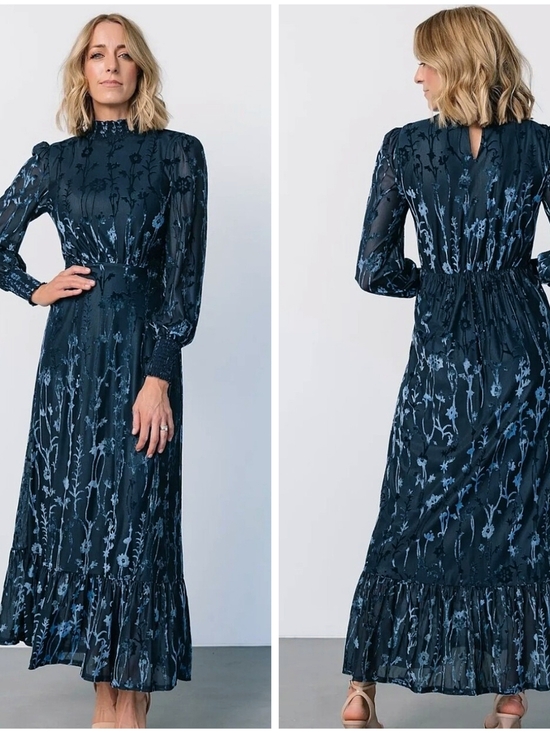 Baltic Born Dresses & Skirts - Baltic Born, Penelope Velvet Midnight Blue Floral Maxi Dress